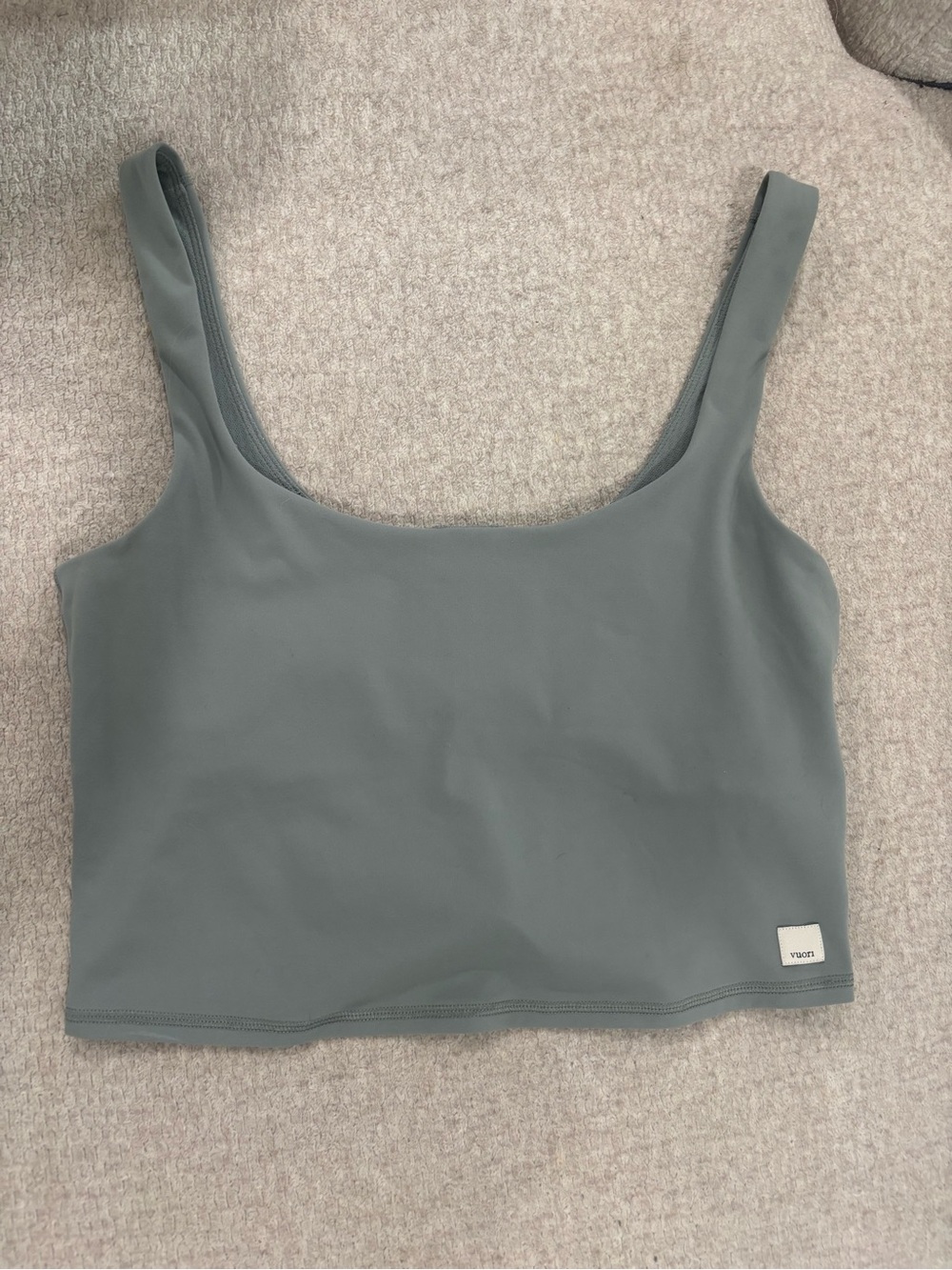 Vuori Slate Green Square Neck Crop Tank